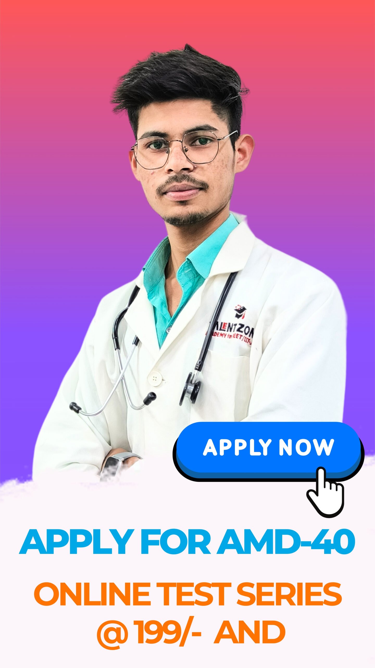 NEET online test series student poster – Talent Zone Academy AMD-40 coaching program