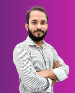 Md Sohail Alam in a striped shirt, confidently posing against a gradient purple background.