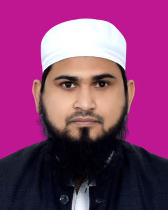 Vasif Sir wearing a white cap and black attire, posing against a gradient purple background.